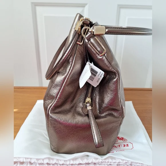 COACH Madison Phoebe Shoulder Bag Metallic Gold Bronze Leather Slouchy Hobo NEW - Picture 4 of 16